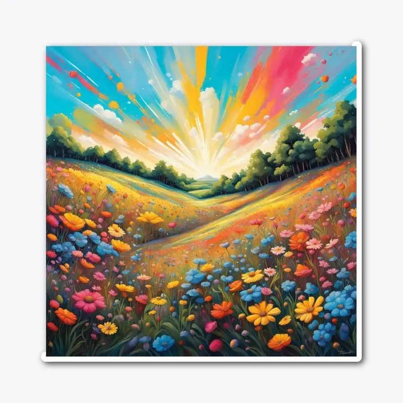 Painting the Color with Rainbow Flowers